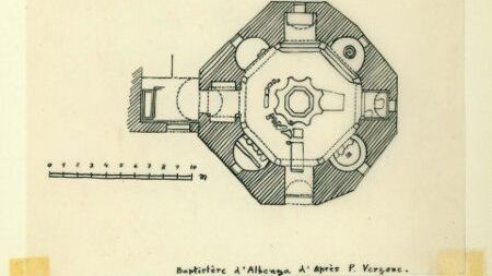 Baptisterium von Albenga/Italien (Mitte 5. Jh. n.Chr.) - Grundriss H. Windfeld-Hansen nach der Vorlage von P. Verzone